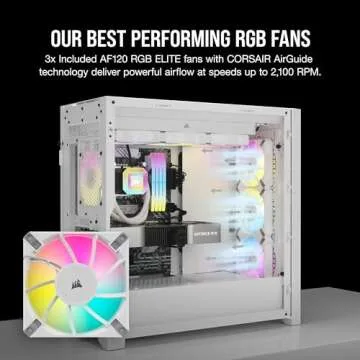 Corsair 5000D Airflow Mid-Tower Case - 3 RGB Fans - Lighting Controller - High-Airflow Design - RapidRoute Cable Management - True White
