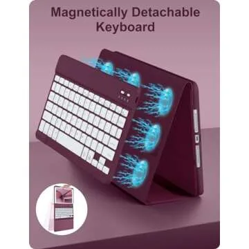Hamile for iPad 9th Generation Case with Keyboard 10.2 Inch - Backlit Wireless Detachable Folio Keyboard Cover with Pencil Holder for iPad 8th Gen/7th Gen/iPad Pro 10.5"/iPad Air 3rd Gen (Raspberry)