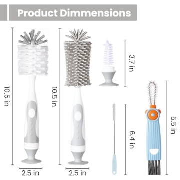 Ariseno 5-in-1 Baby Bottle Brush Set for Safe Cleaning