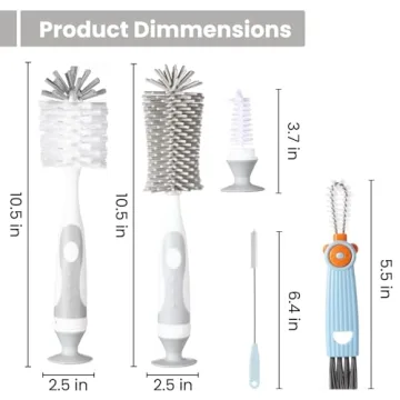 Ariseno 5-in-1 Baby Bottle Brush Set for Safe Cleaning