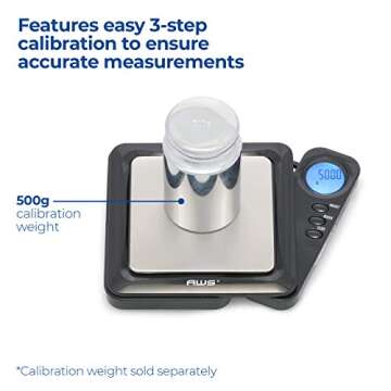American Weigh Scales Blade Series Digital Precision Pocket Weight Scale, Gray, 650 X 0.1G (BL-650-GRY) (Black, 1KG X 0.1g)