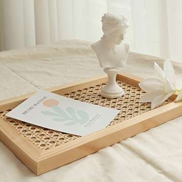 Rectangle Premium Rattan hometray, Serving Tray, Rattan Food Tray, Handmade Rattan Tray, Coffee Tray, Tray Square, Accessory Trays, Jewelry Tray, Decorate Tray (Wood)