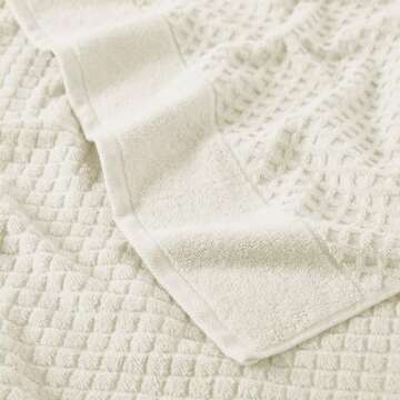 Great Bay Home Ivory Bath Towels - 100% Cotton 6 Pack 26x16 Hand Towel Set - Absorbent, Durable, Qui...