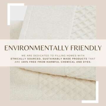 Great Bay Home Ivory Bath Towels - 100% Cotton 6 Pack 26x16 Hand Towel Set - Absorbent, Durable, Quick-Dry Towels for Bathroom - Low-Twist, Two-Ply Decorative Towels (Ivory)