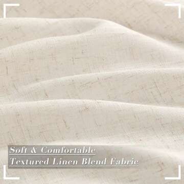 Joywell Linen Pinch Pleated Window Curtains 90 Inch Long,Back Tab Clip Rings Semi Sheer Light Filtering Drapes with Hooks for Bedroom Living Room Decor,W50 x L90,Natural Beige,2 Panels