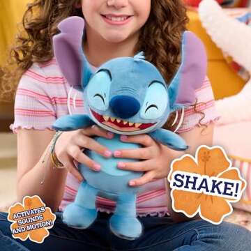 Just Play Disney Stitch Crack Me Up Stitch 11-inch Plush with Sounds and Motion, Wiggles, Giggles, a...