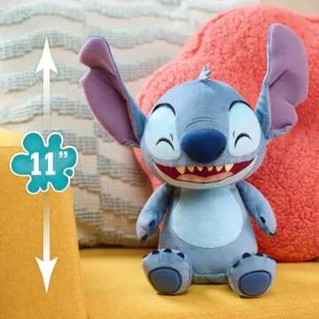 Just Play Disney Stitch Crack Me Up Stitch 11-inch Plush with Sounds and Motion, Wiggles, Giggles, and Laughs, Stuffed Animal, Kids Toys for Ages 3 Up
