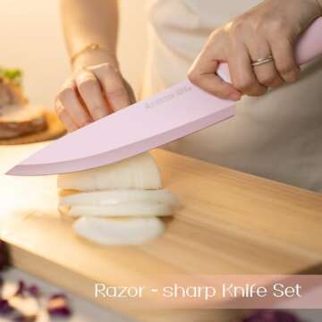 Astercook Kitchen Knife Set with Block and Sharpener 22 Piece German High Carbon Stainless Steel Kni...