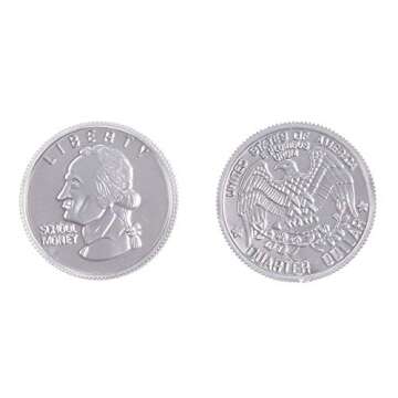 Juvale Play Money for Kids, Quarter Pretend Coins for Math, Change Making (0.98 in, 200 Count)