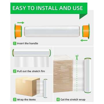 YXX-TECH Stretch Wrap roll with handle-18" x 1500ft Industrial Strength,80 Gauge, 2 Pack - Heavy Dut...