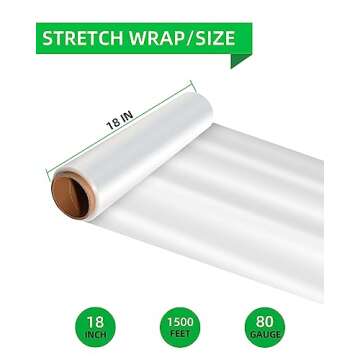 YXX-TECH Stretch Wrap roll with handle-18" x 1500ft Industrial Strength,80 Gauge, 2 Pack - Heavy Duty Shrink Wrap Film for Shipping,Moving,Packaging, Storage