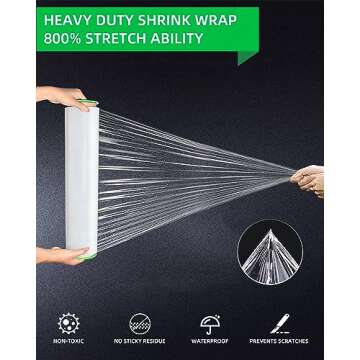 YXX-TECH Stretch Wrap roll with handle-18" x 1500ft Industrial Strength,80 Gauge, 2 Pack - Heavy Duty Shrink Wrap Film for Shipping,Moving,Packaging, Storage