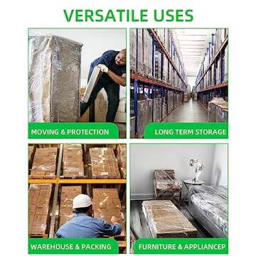 YXX-TECH Stretch Wrap roll with handle-18" x 1500ft Industrial Strength,80 Gauge, 2 Pack - Heavy Duty Shrink Wrap Film for Shipping,Moving,Packaging, Storage