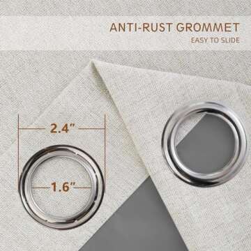 RHF Blackout Curtains 84 Inch Length 2 Panels Set, Primitive Linen Blackout Curtains 84 Inches Long, 100% Blackout Curtains for Bedroom, Grommet Curtains for Living Room-(50x84, Greyish Beige)