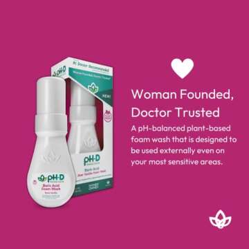 pH-D Feminine Health - Boric Acid Foam Wash - pH-Balanced, Paraben-Free, and Plant-based (Rose Vanilla, 6 Fl Oz (Pack of 1))