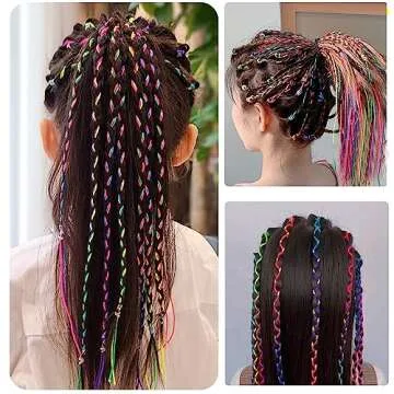 32Pcs Colorful Hair Wrap String For Braids, Multi Rainbow Braiding Hair Tie, Gradient Color Hair Rope Band, Girls Braids Hair Styling Accessories (B#)