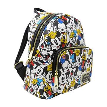 Loungefly Disney The Fab 5 Mickey Minnie Allover Print Double Strap Shoulder Bag Purse