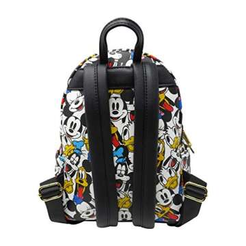 Loungefly Disney The Fab 5 Mickey Minnie Allover Print Double Strap Shoulder Bag Purse