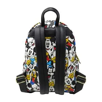 Loungefly Disney The Fab 5 Mickey Minnie Allover Print Double Strap Shoulder Bag Purse