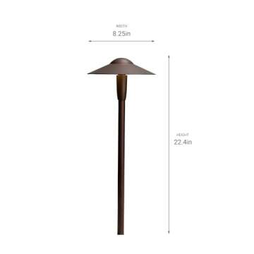Kichler 22" Outdoor Landscape Light in Textured Architectural Bronze, 12V LED Path Light, 2700K, (22" H x 8.25" W), 15810AZT27R