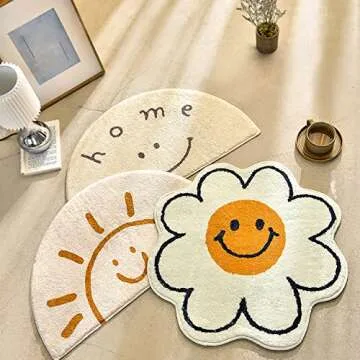 FOMAILE Happy Face Bath Mat Cute and Plush 31.5 Inches