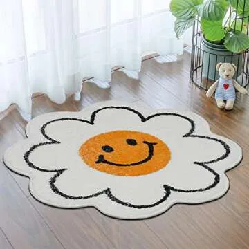 FOMAILE Happy Face Bath Mat Cute and Plush 31.5 Inches