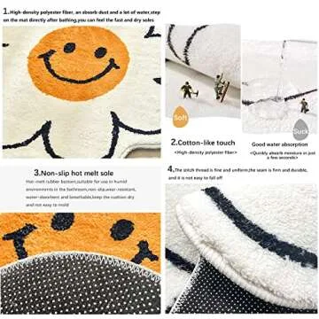 FOMAILE Happy Face Bath Mat Cute and Plush 31.5 Inches
