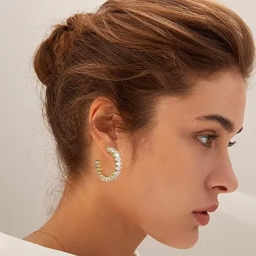 Gold Hoop Earrings for Women - 14K Gold Plated Fashion Jewelry