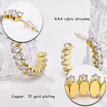 Gold Hoop Earrings for Women - 14K Gold Plated Fashion Jewelry