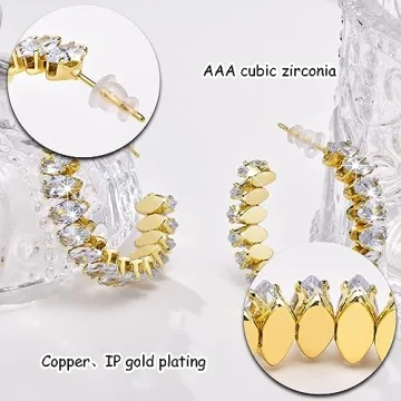 Gold Hoop Earrings for Women - 14K Gold Plated Fashion Jewelry