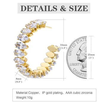 Gold Hoop Earrings for Women - 14K Gold Plated Fashion Jewelry