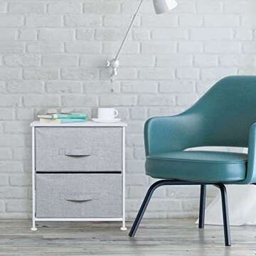 mDesign Storage Dresser End/Side Table Night Stand Furniture Unit - Small Standing Organizer for Bed...