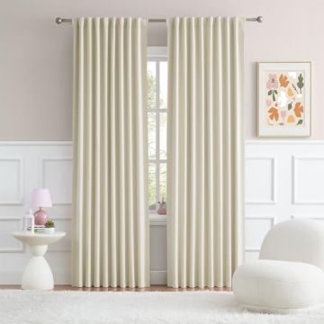 DUALIFE Cream Beige Blackout Curtains - 96" Long, Thermal Insulated for Ultimate Comfort