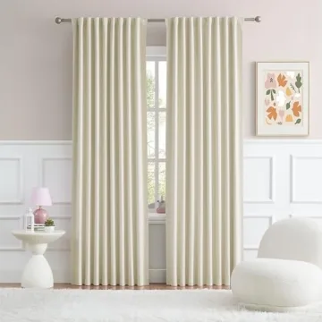 DUALIFE Cream Beige Blackout Curtains - 96" Long, Thermal Insulated for Ultimate Comfort