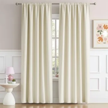 DUALIFE 96" Cream Beige Blackout Thermal Insulated Curtains