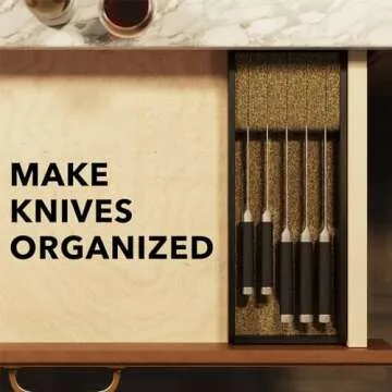 SpaceAid Knife Drawer Organizer Bamboo Insert Dock, Kitchen Steak Knives Holder Organizers Block for Drawer in Storage Organization (Small, Black)