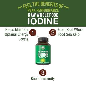 Raw Whole Food Iodine Supplement from Organic Kelp (Ascophyllum Nodosum) by Peak Performance. Potass...