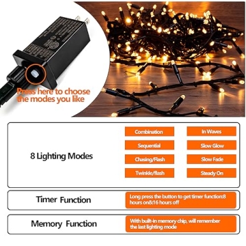 200 LED Christmas String Lights Indoor Outdoor - Warm White