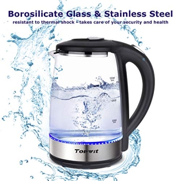 TOPWIT Electric Kettle: Fast Boiling Glass Tea Kettle 2.0L