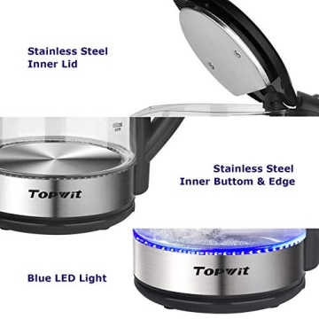 TOPWIT Electric Kettle: Fast Boiling Glass Tea Kettle 2.0L