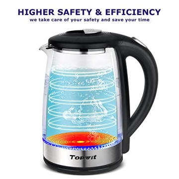 TOPWIT Electric Kettle: Fast Boiling Glass Tea Kettle 2.0L