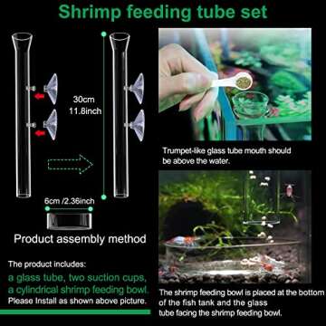 11.8 Inch Shrimp Feeding Tube with Shrimp Feeding Dish，Shrimp Feeding Bowl with Suction Cup，Feed...
