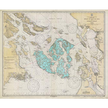 San Juan Islands 1933 (aqua) - Vintage Map Reproduction - Nautical Decor - Wall Art (18”x24”)