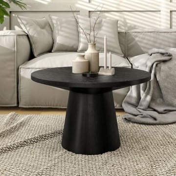 Furniture of America Crambel Modern Contemporary Solid Wood 29-inch Round Coffee Table with Cone-Sha...
