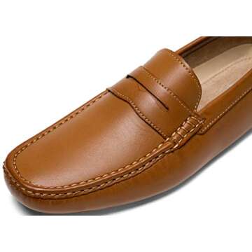 Jousen Men's Loafers Casual Slip On Shoes Soft Penny Loafers for Men Lightweight Driving Boat Shoes (AMY802A Brown 10.5)