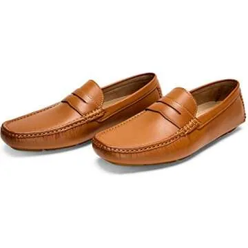 Jousen Men's Loafers Casual Slip On Shoes Soft Penny Loafers for Men Lightweight Driving Boat Shoes (AMY802A Brown 10.5)