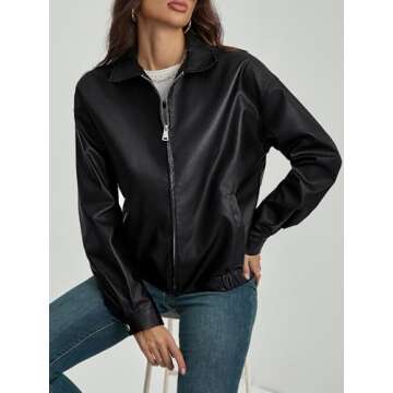 Chic MakeMeChic Faux Leather Shacket for Stylish Women