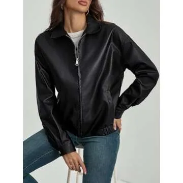 Chic MakeMeChic Faux Leather Shacket for Stylish Women