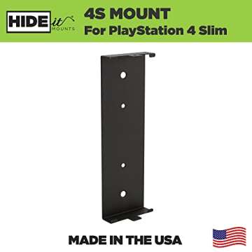 HIDEit Mounts 4S Wall Mount for PlayStation 4 Slim - Patented in 2018, Made in USA - Steel Wall Mount for PS4 Slim to Safely Store Your PS4 Slim Near or Behind TV