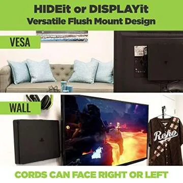 HIDEit Mounts 4S Wall Mount for PlayStation 4 Slim - Patented in 2018, Made in USA - Steel Wall Mount for PS4 Slim to Safely Store Your PS4 Slim Near or Behind TV